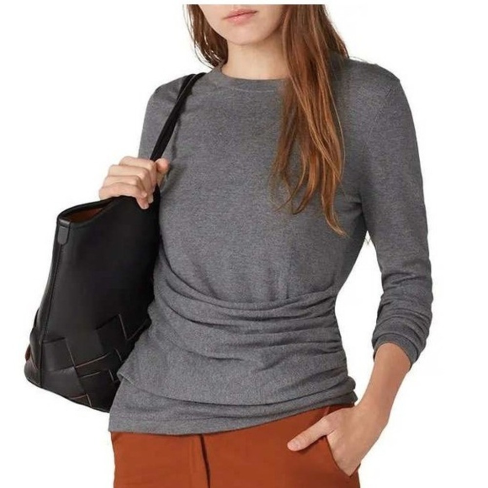 DEREK LAM Main Line Cashmere Silk Draped Knit Sweater Heather Luxe Minimalist M